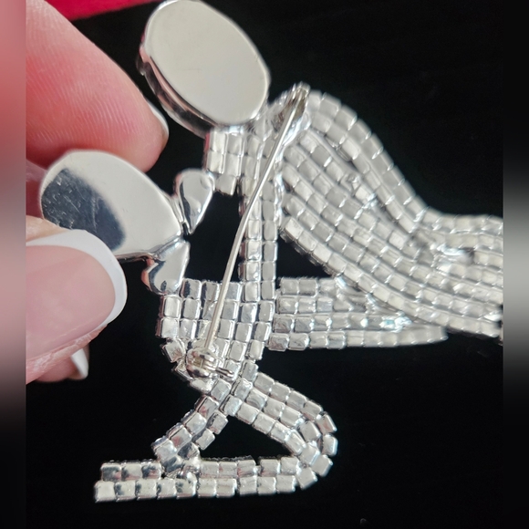 Vintage Art Deco Style Dancing Couple Brooch – Black & Clear Crystal Rhinestone - Picture 5 of 5